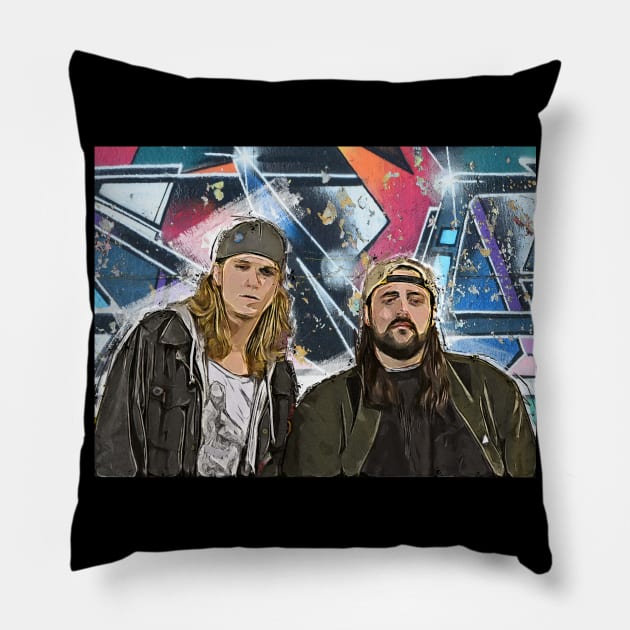 jay and silent bob pop art Pillow by PrintstaBee