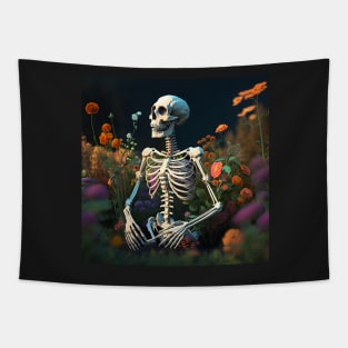 Skeleton in garden Tapestry