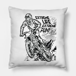 WHITE EXTREME LIFE EXTREME FUN MOTOCROSS Pillow