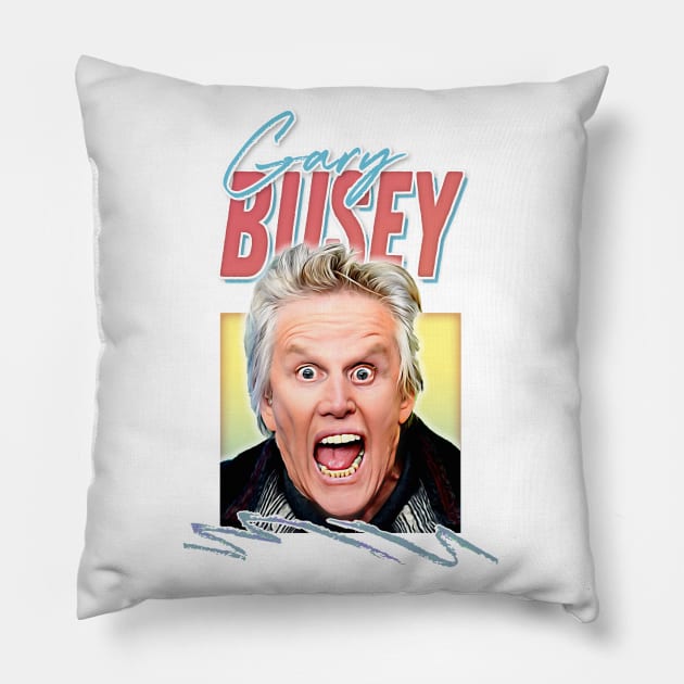 Gary Busey / Retro Film Fan Aesthetic Design Pillow by DankFutura