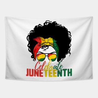 Black Women Messy Bun Juneteenth Celebrate Indepedence Day Tapestry