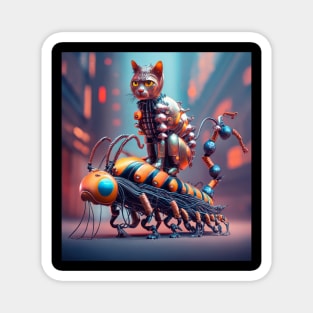 robotic cat riding robotic centipede Magnet