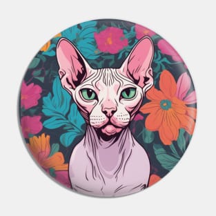 Summer Sphynx, cat with flowers Pin