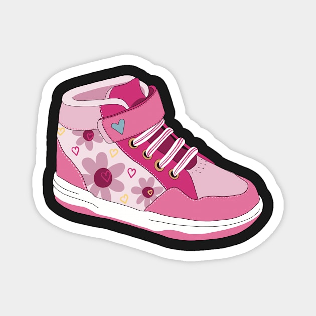 Pink Sneaker Sticker Magnet by Apescribbles