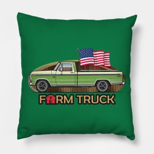 Farm Truck Green Pillow