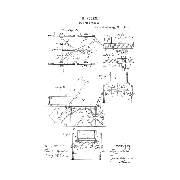 Dumping Wagon Vintage Patent Hand Drawing by TheYoungDesigns