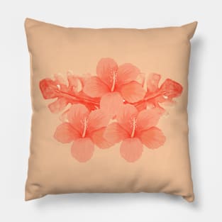 Tropical Red Hibiscus Flower Pillow