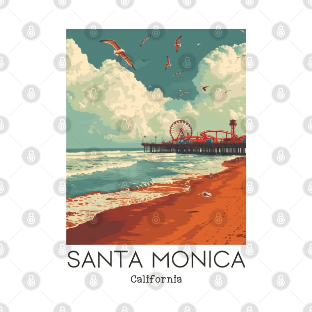 A Vintage Travel Illustration of Santa Monica - California - US by goodoldvintage