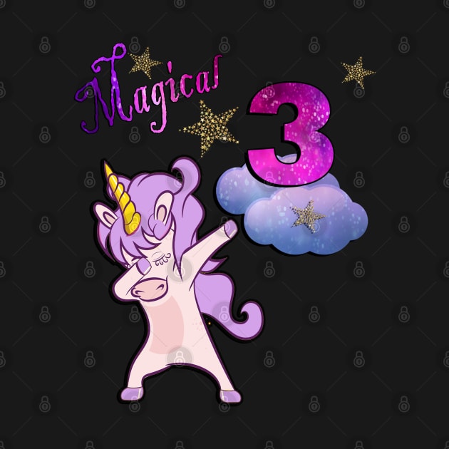 Unicorn Birthday for 3 Year Old Girls Magical 3 Dancing Cute Birthday Theme Unicorns by tamdevo1