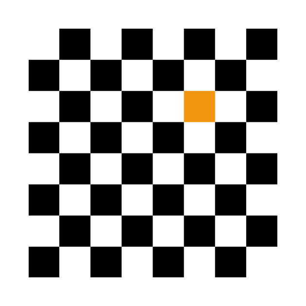 Checkered Black and White with One Orange Square by AbstractIdeas