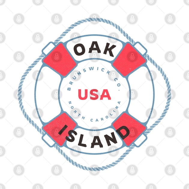 Oak Island, NC Summertime Vacation Life Preserver by Contentarama