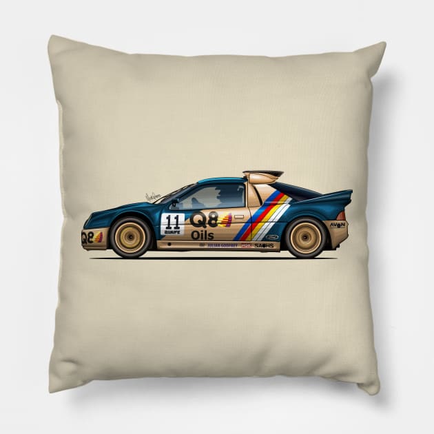 Ford RS200 Group B - Artwork Pillow by Mario Ramos Rally Art