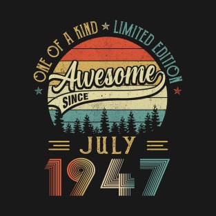 July 1947 Vintage 75 Years Old Retro 75th Birthday T-Shirt