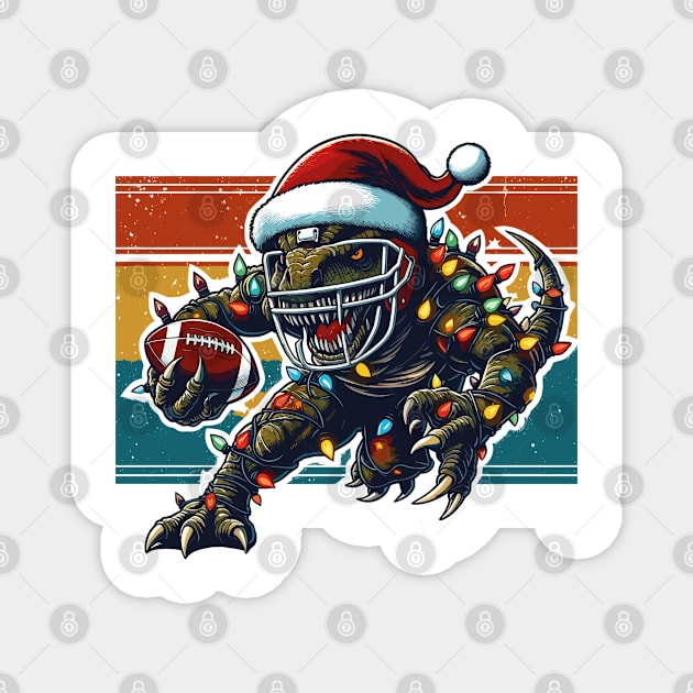 American Football T-Rex Christmas Lights Magnet by JessArty