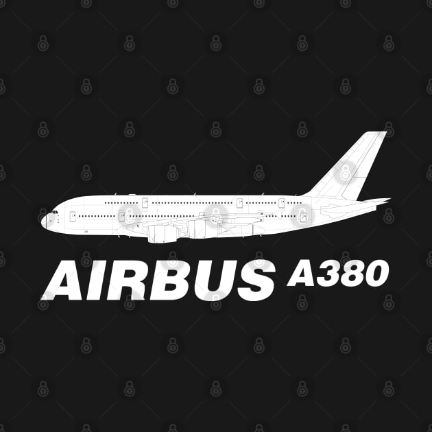 Airbus A380 Line Drawing by SteveHClark