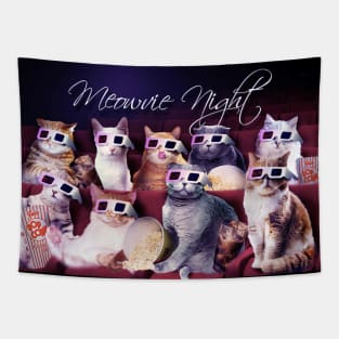 Meowvie Night Tapestry