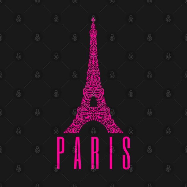 Eiffel Tower Paris France Art Design Pink by Pattern Plans