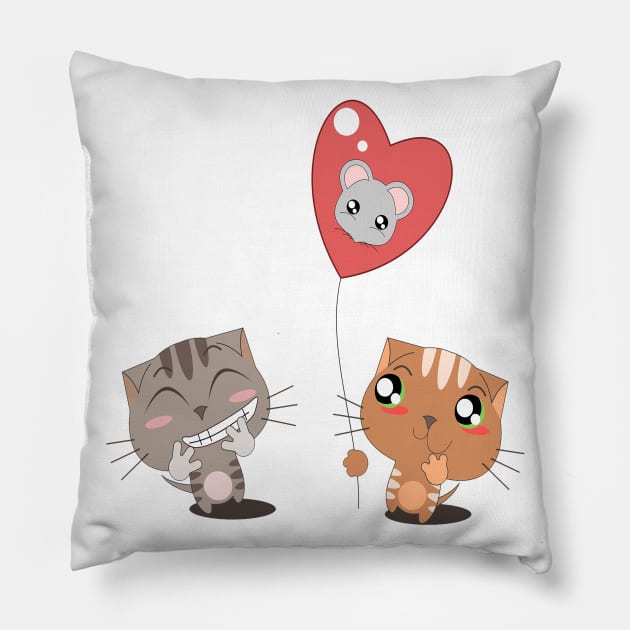 Cat's In Love Pillow by eufritz