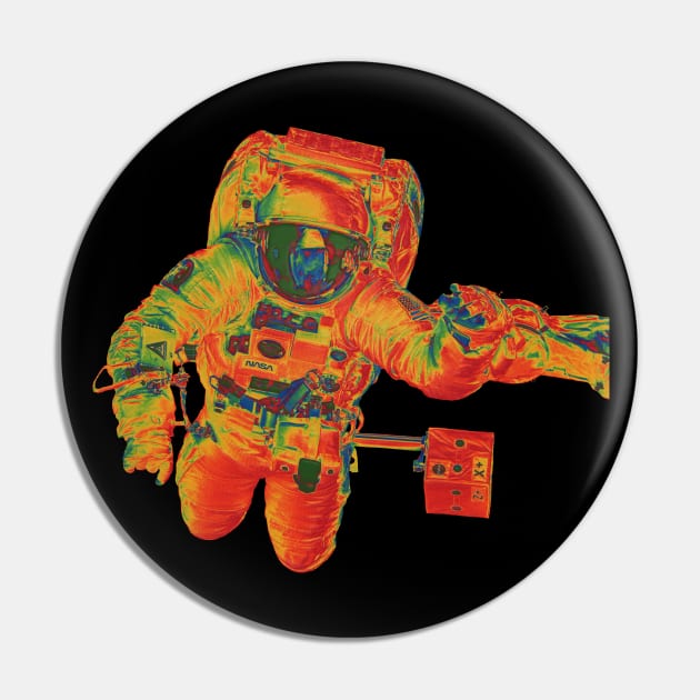 NASA Astronaut in Orange, Yellow, Blue and Green Colors Pin by The Black Panther