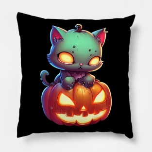 Zombie Cats - Pumpkin Head Pillow