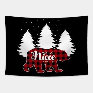 Buffalo Red Plaid Niece Bear Matching Family Christmas Tapestry