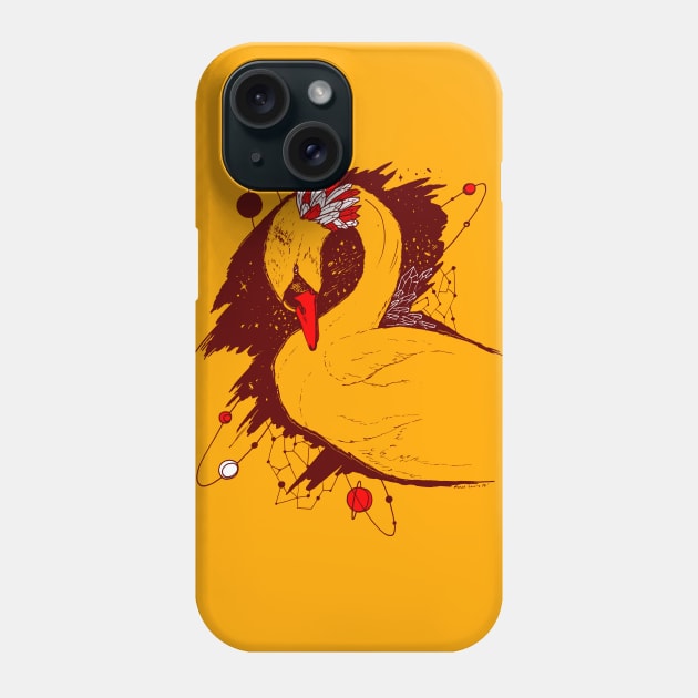 Orange and Red Swan Among The Stars Phone Case by kenallouis