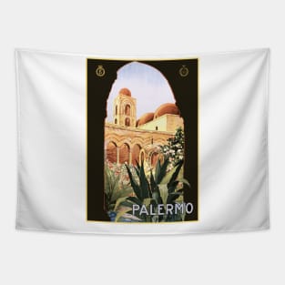 Palermo, Sicily, Italy Vintage Travel Poster Design Tapestry