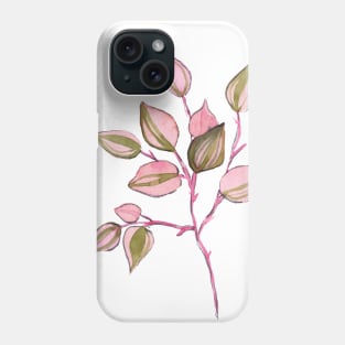 Pink and green leaves Phone Case