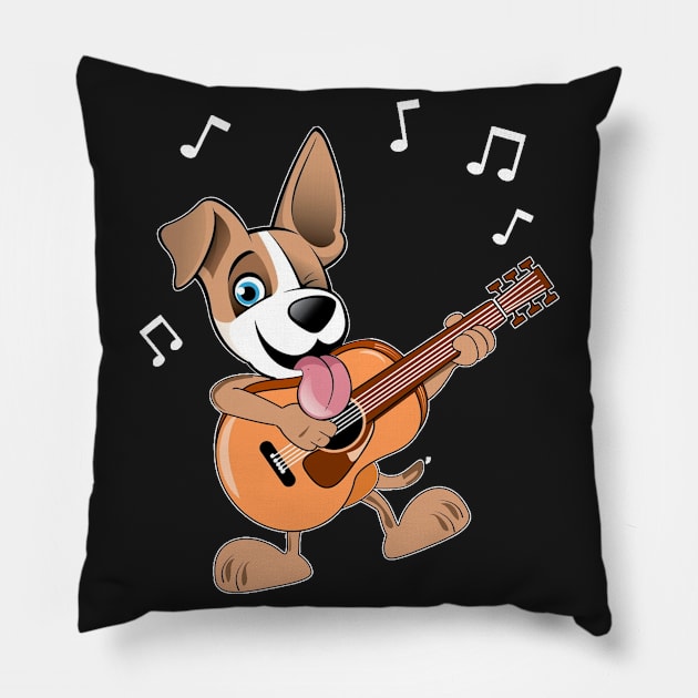 Guitar Music Dog T-Shirt Funny Pet Gift Idea Pillow by TeeLovely