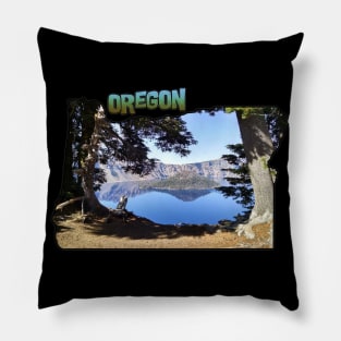 Oregon State Outline (Crater Lake & Wizard Island) Pillow