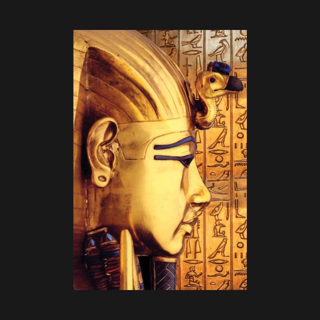 Ancient Egypt Art | King Tutankhamun in Golden Mask wearing Pharaoh Head Dress Custom Art by Panafrican Studies Group