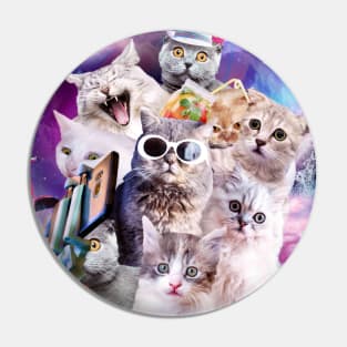 Kitten Cat Selfie In Space With Unicorn Cat Pin