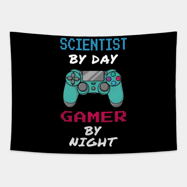 Scientist By Day Gamer By Night Tapestry by jeric020290