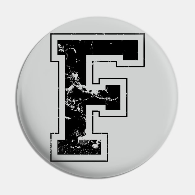 Initial Letter F Black Jersey Sports Athletic Player Pin by porcodiseno