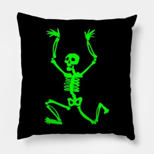 Running Skeleton Green Silhoette Pillow