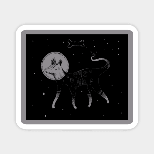 Laika (little curly) space dog design 🖤 Magnet