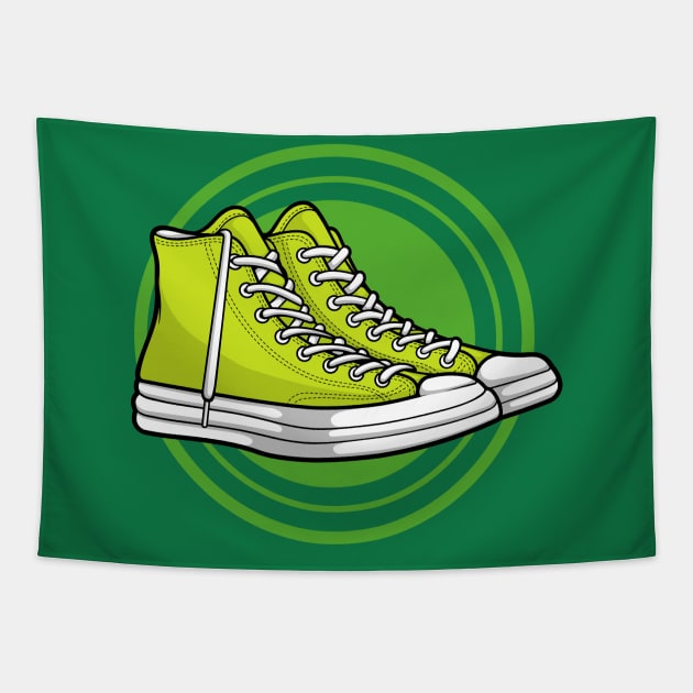 Bright Green Skate Sneaker Tapestry by milatees