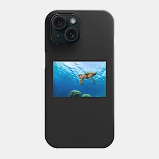 hawksbill turtle cruising through Phone Case