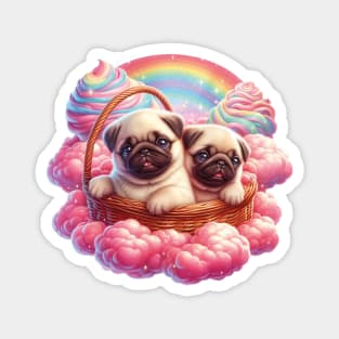 Pugs in a Basket Magnet