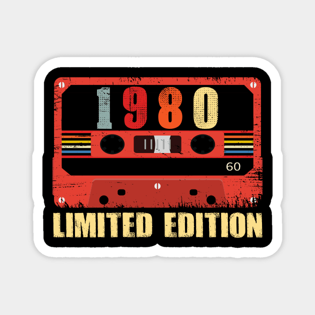 Vintage 1980 Cassette Tape 41th Birthday Decorations Magnet by CardRingDesign