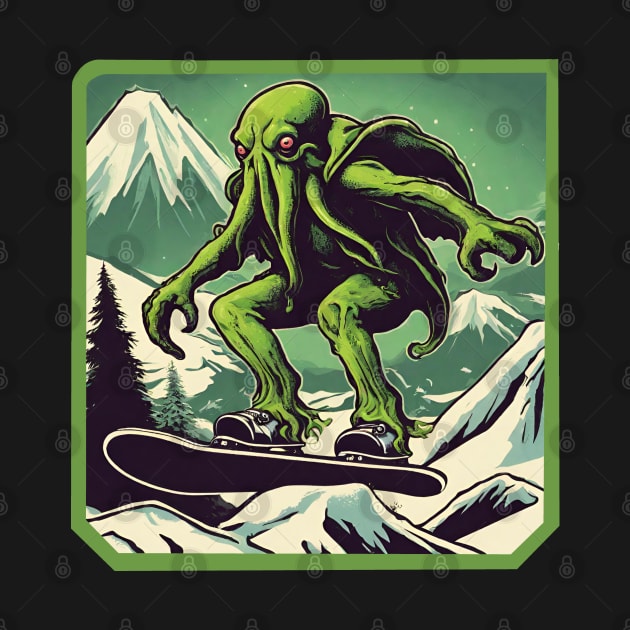 Cthulhu on  snowboard by Ilustradamus