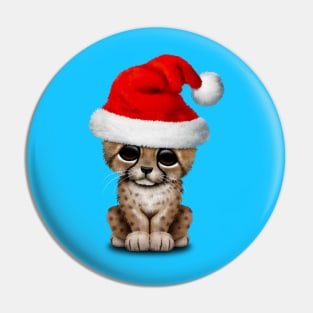 Cute Cheetah Cub Wearing a Santa Hat Pin