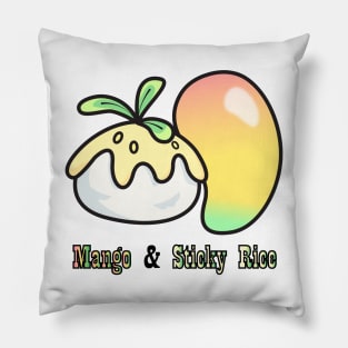 Mango and Sticky Rice Illustration Art Pillow