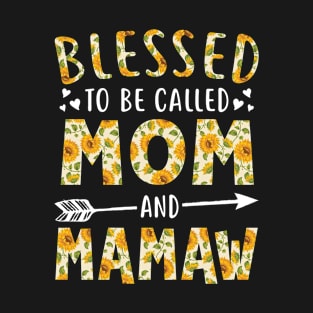 Blessed to Be Called Mom and Mamaw Sunflower Christmas T-Shirt