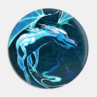 White dragon flying in the storm Pin