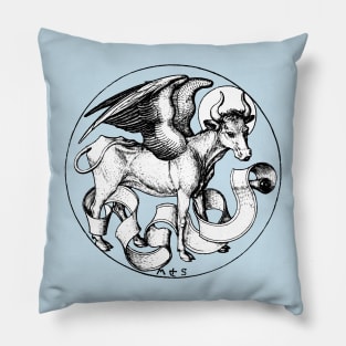 15th Century St Luke's Emblem Winged Bull Pillow