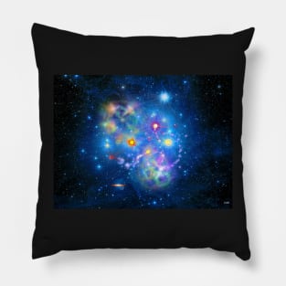 Colorful Pleiades Star Cluster Pillow