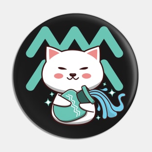 Aquarius Zodiac Cat Pin