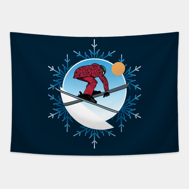 Skiing Tapestry by TMBTM