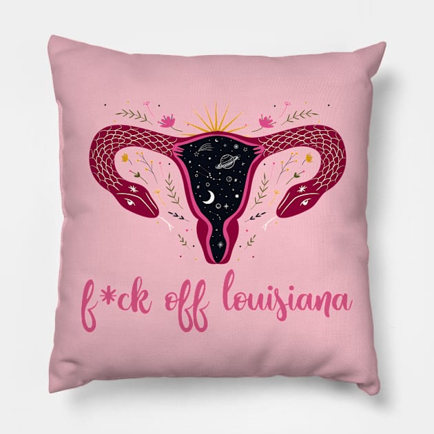 Eff Off Louisiana Abortion Ban Celestial Uterus Pillow by She Gets Creative